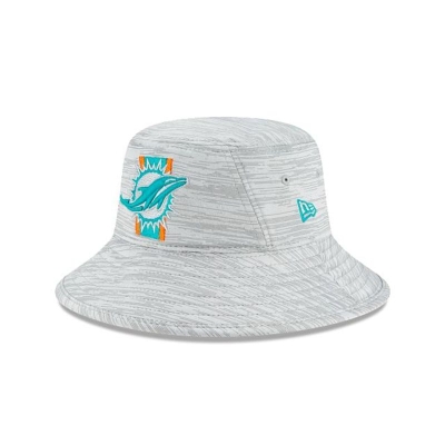 Blue Miami Dolphins Hat - New Era NFL Official NFL Training Stretch Bucket Hat USA6847201